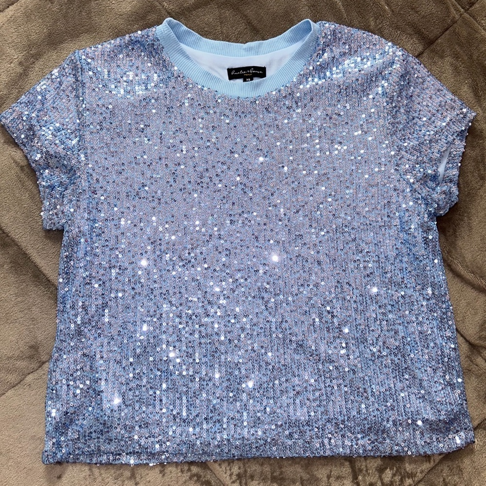 Preston & York Shimmering Blue Sequin Top